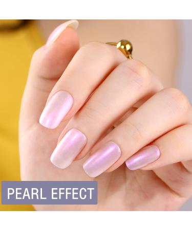 Pearl White Gel Nail Polish Shell Glitter Gel Nail Polish Mermaid Nail Polish 8ml Aurora Shimmering Soak Off UV Nail Gel for Nail Art Home Manicure (01) - Buy Online on GoSupps.com