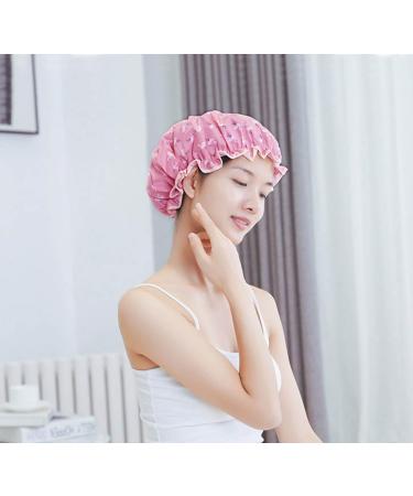 2 Pcs Double Layer Waterproof Bath Caps with Elastic Band - Ideal for Girls and Women, Keep Hair Dry - Kitchen Oil-proof Cap Included - Small Bird Design - Buy Online on GoSupps.com