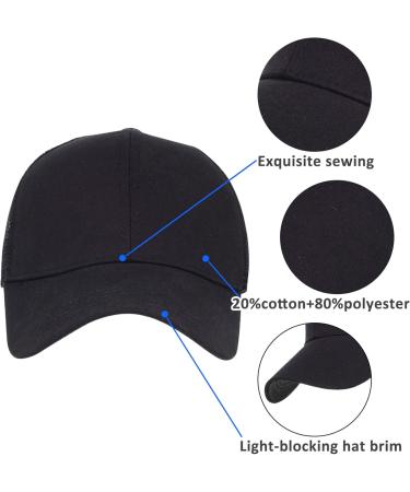 Women's Breathable Mesh Baseball Cap for Summer - Adjustable Ponytail & Quick-Dry Light Sun Cap (Black 55-60 CM) - Buy Online on GoSupps.com