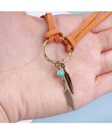 Boho Layered Suede Choker Necklace with Tiny Leaf Pendant & Turquoise Beads - Stylish Jewelry for Women & Girls - Buy Online on GoSupps.com