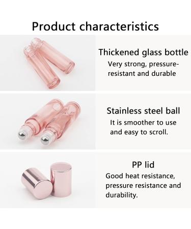 Pxyelec 14 Pack 10ml Refillable Roll-On Glass Bottles for Oils Fragrances Cosmetics & Massages - Pink - Buy Online on GoSupps.com