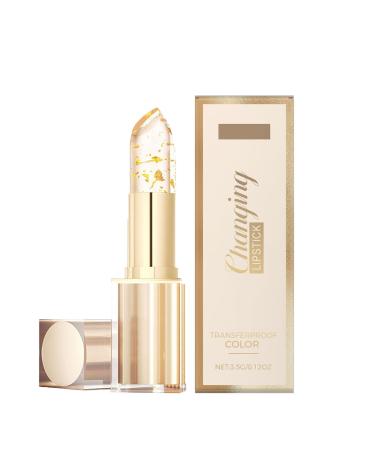 homomdy Transferproof Color Changing Lipstick Long Lasting Nourishing Lip Balm 24 Hours Moisturizing Gloss Lip Gloss Gold Foil Color Changing Lipstick for