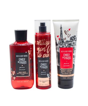 Bath & Body Works Emily in Paris PARIS AMOUR 3pc bundle Gift Set with a Red Bow for Holidays - Mist Body Cream and Shower Gel - Full Size - Buy Online on GoSupps.com