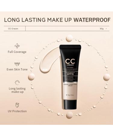 SPF 15 CC Cream Foundation Color-Correcting & Anti-Redness Cream with Lightweight Hydrating Formula. Medium Coverage Corrector Ideal for Imperfections Natural - Buy Online on GoSupps.com