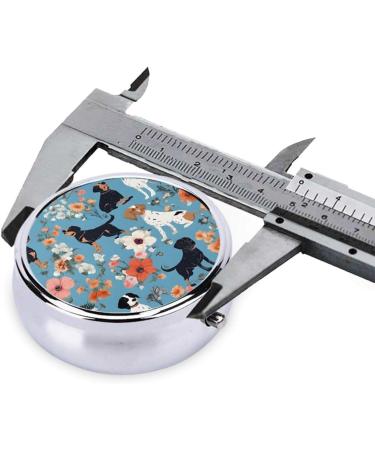 Border Collie Floral Mini Round Pill Box | 3 Compartment Travel Pill Organizer | Portable Medicine Case for Home & Office - Buy Online on GoSupps.com