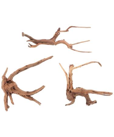 POPETPOP Aquarium Driftwood Branches- 3pcs Aquarium Driftwood for Reptiles Freshwater Terrarium Decor Reptile Tank Accessories Spiderwood for Aquarium