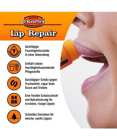 O'Keeffe's Lip Repair UNSCENTED Lip Balm - Pack of 6 (6 x 4.2 g) | Best Moisturizing Lip Care for Dry Lips - Fast International Shipping - Buy Online on GoSupps.com