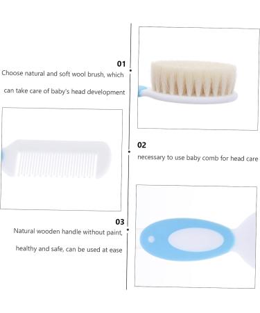 3pcs Wool Brush Wooden Hair Brush Baby Grooming Kit for Newborn Girls & Boys - Buy Online on GoSupps.com