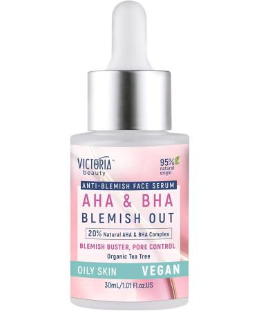 Victoria Beauty Blemish Out 20% Salicylic and Glycolic Acid Serum - AHA BHA Exfoliant Pore Minimizer Dark Spot Remover for Face with Tea Tree Oil and Zinc - For Oily Skin - 95% Natural Vegan - Buy Online on GoSupps.com