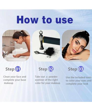 Sheida Kohl Powder Eyeliner Eyeliner Natural Powder Eyeliner for Women Long Lasting Powder Eyeliner Smudge-Proof Eyeliner Eyeliner for Smokey Eye Makeup (4 Colors) - Buy Online on GoSupps.com