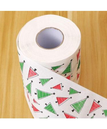 NUOBESTY Chrismas 2 Roll Christmas Toilet Paper Roll Tissue Napkin Santa Tree Pattern for Xmas Holiday Party Supplies Bathroom Decoration Colored Tissue Paper - Buy Online on GoSupps.com