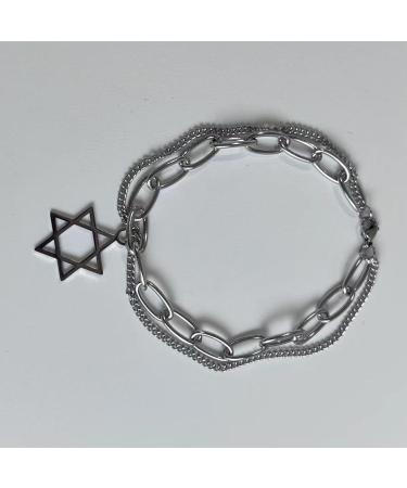 Oralgo Double-Lying Star-Trailer Bracelet | Modern Adjustable Stainless Steel Wrist Jewelry for Parties | Stylish Pendant Bangle - Buy Online on GoSupps.com