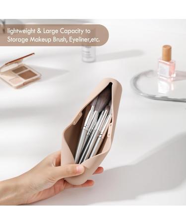 Fvion Large Silicone Makeup Brush Holder | Makeup Brush Organizer with Magnetic Anti-Fall Pocket | Khaki Cosmetic Brush Storage - Buy Online on GoSupps.com