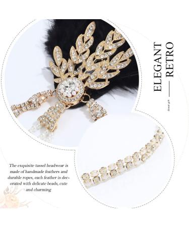 1920s Flapper Feather Headband - Gatsby Pearl Rhinestone Hair Accessory - Buy Online on GoSupps.com
