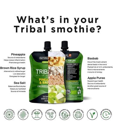 Tribal Pineapple and Baobab Energy Gel Smoothies 6 pieces - Buy Online on GoSupps.com