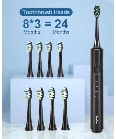 KareNow Electric Toothbrush for Adults - Rechargeable 4 Modes, 8 Replacement Heads, Smart Timer - Black - Buy Online on GoSupps.com