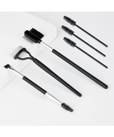3-piece eyebrow kit two-way eyebrow combing brush stainless steel eyelash brush 2-in-1 eyebrow and eyelash brush with 50 pieces of eyelash brush cotton swabs - Buy Online on GoSupps.com