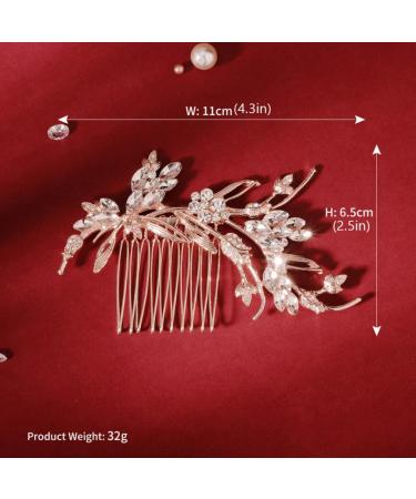 Ipetboom 1 Pc Hair Side Combs Flower Crystal Bride Wedding Hair Comb Hair Accessories Gold Rhinestone Hair Comb Clips with Teeth Combs for Wedding (Golden) - Buy Online on GoSupps.com