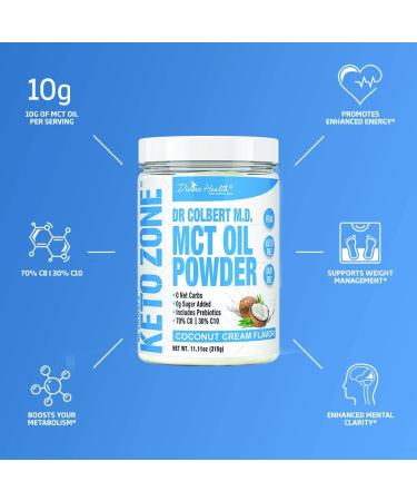 Keto Zone MCT Oil Powder | Coconut Cream Flavor | 30 Day Supply | 0 Net Carbs | All Natural Keto Approved for Ketosis - Buy Online on GoSupps.com