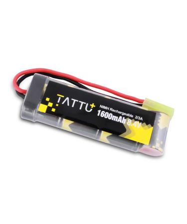 TATTU 8.4V 1600mAh NiMH Flat Battery Pack with Mini Tamiya Female Connector Assembled with 16G Wire