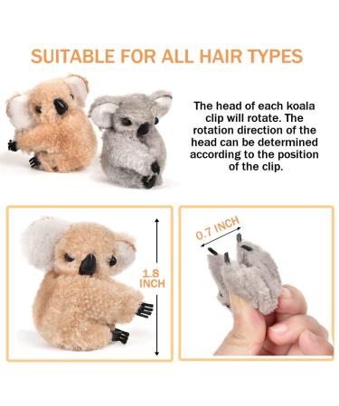 8-Piece Koala Stuffed Animal Clips Set - Small Koala Clip for Women's Hair & Pencil Hugger for Girls - Brown & Grey - Buy Online on GoSupps.com