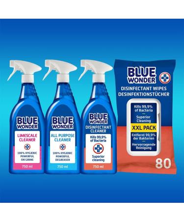 Blue Wonder All Purpose Cleaner 750ml - Degreaser & Cleaning Spray for Hard & Soft Surfaces - Removes Grease, Dirt & Stains - Concentrated Formula, Rinse Free - Universal Hygienic Fluid - Buy Online on GoSupps.com