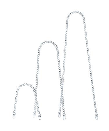Replacement Purse Chain Strap Flat Chains Iron Bag Chains Shoulder Straps Purse Link Chains, with Metal Slide Hook Buckles for DIY Handbags Crafts, 47.2 Inch 31.5 Inch 15.7 Inch (Silver,Classic Style) Silver Classic Style