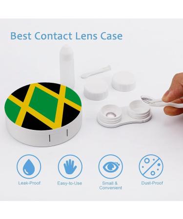 Jamaican Flag Round Case For Contact Lens Kit Storage Box with Mirror Printed - Buy Online on GoSupps.com