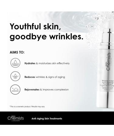 skinChemists Wrinkle Killer Anti-Ageing Pro-Expert Night Moisturiser 50ml | Targets Fine Lines and Wrinkles - Hydrating Blend for Overnight Skin Rejuvenation - Buy Online on GoSupps.com