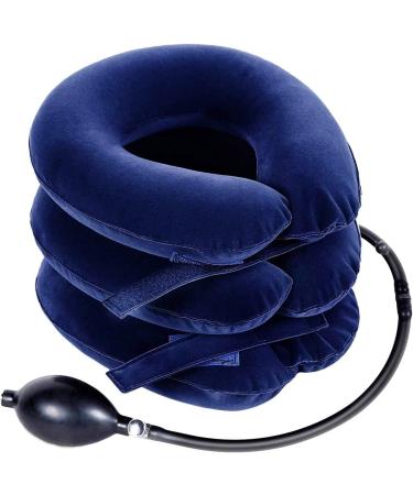 SI WEI Cervical Neck Traction Device for Instant Neck Pain Relief - Inflatable & Adjustable Neck Stretcher Neck Support Brace Best Neck Traction Pillow for Home Use Neck Decompression (Blue)