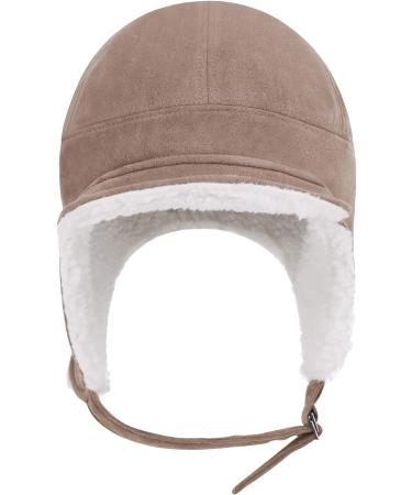 Windproof Coldproof Faux Fur Ushanka Russian Hat | Winter Earflap Hat for Adults & Elders | Thick Plush Lining | Ski & Hunting Trapper Hat - Khaki - Buy Online on GoSupps.com