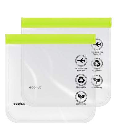 ECOHUB Airport Security Liquids Bags EVA Airport Liquid Bag 20 x 20cm TSA Approved Clear Travel Toiletry Bag for Women Men Clear Plastic Zip Lock Bags for Travel Airline Approved 2 pcs Light Green B-light Green