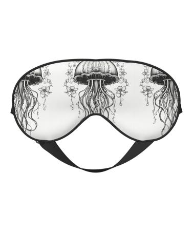 Jellyfish Pattern Print Unisex Sleep Mask Double-Sided Eye Mask Ideal for Sound Sleep and Skin Care Black