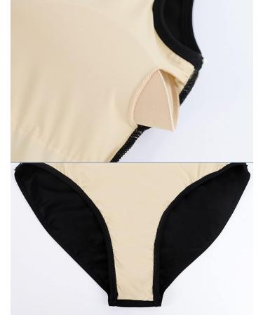 Phoeswan Women's Ballet Leotard Large Black - Short Sleeve/Camisole Adult Dance Leotard with Chest Pad - Buy Online on GoSupps.com