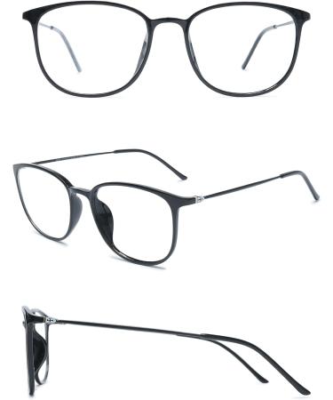 Koosufa Classic Retro Glasses Frames for Men & Women - Ultra Light Thin Panto Nerd Glasses with Case - Stylish TR90 Black Frames - Buy Online on GoSupps.com