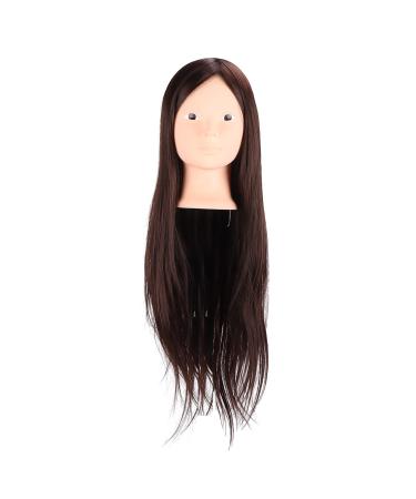 Shop window puppet for long hair exercise head for synthetic hair styling exercise head for hair braids for hairdressers beauty teachers students (brown hair)