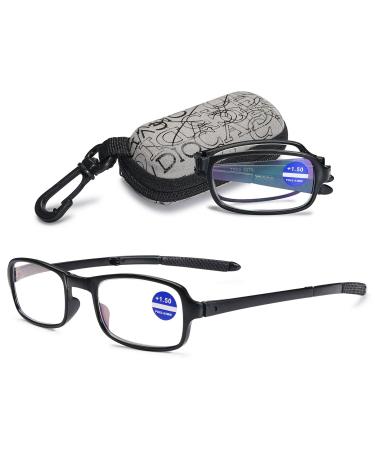 Vevesmundo reading glasses foldable foldable folding glasses folding glasses men women Small compact glasses with diopters with shell+1.0 +1.5 +2.0 +2.5 +3.0 +4.0 1 piece of black blue light filter foldable reading glasses 3.5 x
