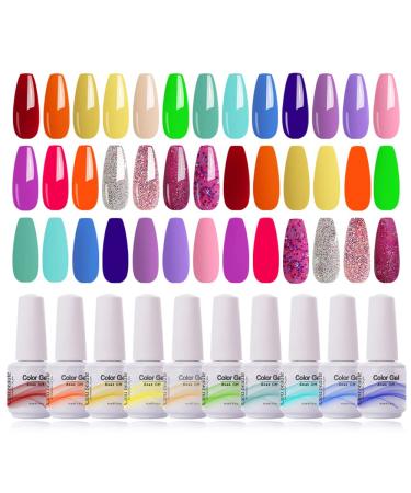 Clou Beaute 8ml 20Pcs Fruit Bubbles Collection Gel Nail Polish Set Neon Pink Orange Purple Pink 20 Colors Soak Off UV LED Nail Gel Polish Art Varnish Gift Box Set Pack S20-02…