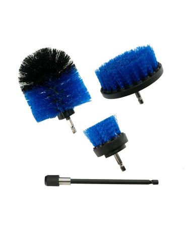 VERMEYEN 4 Pack Drill Brush Detailing Brush Set Cleaning Brush Extended Long Attachment Set All Purpose Drill Scrub Brushes for Grout Floor Tub Shower Tile Bathroom Car and Kitchen Surface Blue