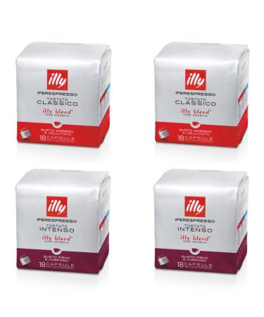 illy Caff 36 Classic Coffee Capsules + 36 Intenso Coffee Capsules
