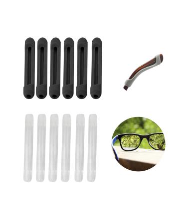 6 pairs of glasses brackets anti -slide glasses repair silicone glasses end caps anti -slip silicone glasses legs for short -sighted glasses sunglasses (black transparent)