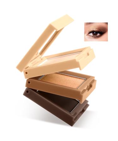 Boobeen 3 Colors Eyeshadow Palette Makeup Matte and Glitter Eyeshadow Highly Pigmented Blendable Creamy Eye Shadow Powder Bright Shimmer Travel Eyeshadow palettes for Girl Women 02#