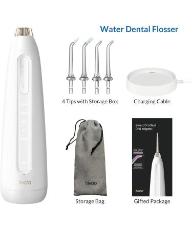 Bixdo Cordless Water Flosser with 3 Jet Tips | Rechargeable & Portable Oral Irrigator for Teeth | Wireless Charging Base | Ideal for Travel & Home Use - Buy Online on GoSupps.com