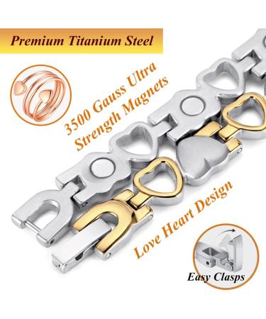 Shop Vicmag Magnetic Bracelets for Women - Titanium Steel 3500 Gauss Magnets Heart Design Gift with Distance Tools - Buy Online on GoSupps.com