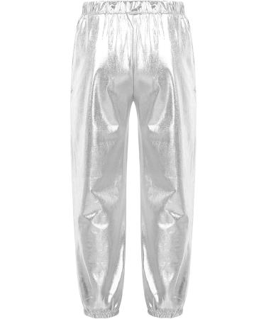 Zdhoor Kids Metallic Dance Harem Pants - Silver, 8 Years | Modern Hip Hop Street Dancewear - Buy Online on GoSupps.com