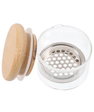 FOMIYES Manicure Nail Dish Cup Nail Liquid Holder Glass Nail Dish Cup Nail Dappen Dish with Lid and Stainless Steel Mesh Manicure Tools