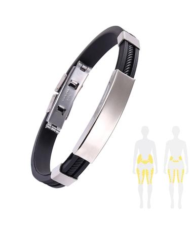 Magnetic Bracelets for Men Mens Magnetic Bracelet Pain Negative Ion Bracelets Ionpro Lymphatic Detox Wristband New Maverix Humaniac Hematite Ion Bracelet (Black)