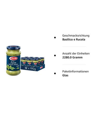 Buy Barilla Pesto Basilico e Rucola 12x190g - Gluten-Free Italian Pasta Sauce with Basil & Rocket | Premium Green Pesto - Perfect for Noodles - Fast International Shipping - Buy Online on GoSupps.com