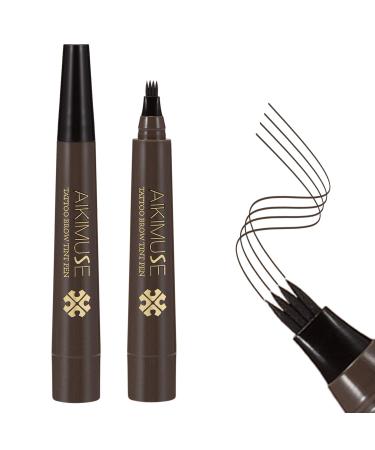 Lusucat Eyebrow Tattoo Pen Waterproof Microblading Eyebrow Pencil with a Micro-Fork Tip Applicator Creates Natural Looking Brows Effortlessly (BLACK BROWN)