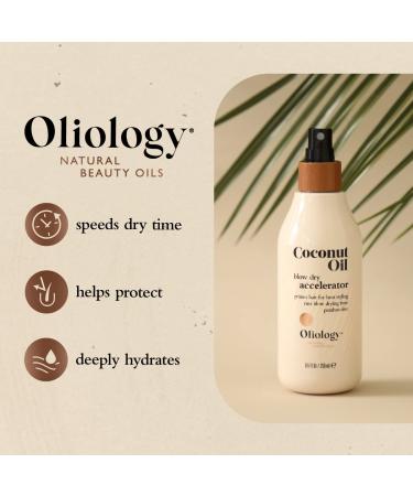Oliology Blow Dry Accelerator & Priming Spray 8.5 oz - Coconut Oil Formula, Heat Styling Primer - Made in USA, Paraben Free - Buy Online on GoSupps.com